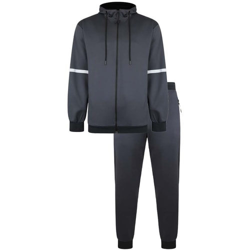 Bigdude Zip Thru Tricot Hooded Tracksuit Charcoal